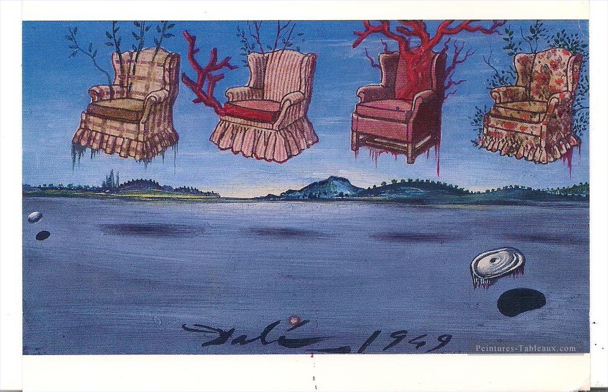 Quatre fauteuils dans le ciel Salvador Dali Peintures à l'huile